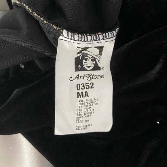 Art Stone Gold and Black Asymmetric Colorblock Dance Dress Costume - Picture 7 of 7